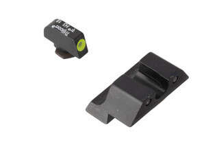 Trijicon HD XR 10mm Glock night sights feature a blacked out rear sight with wide U-notch and hi-vis yellow front sight with tritium inserts.